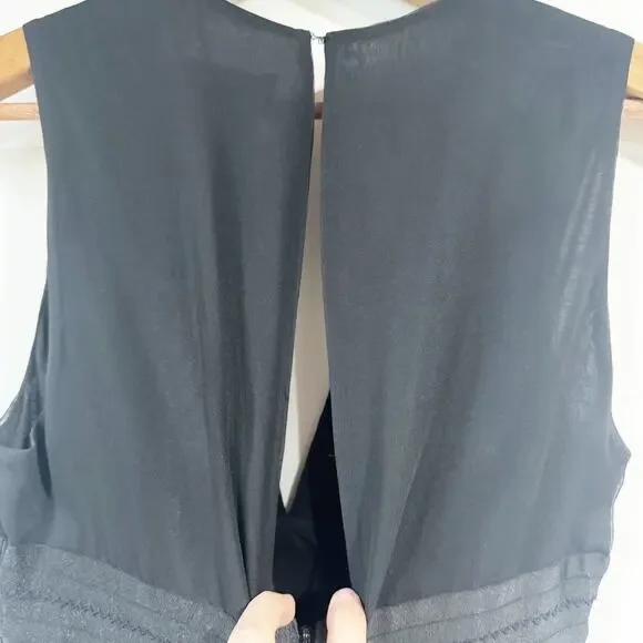 Elizabeth And James Women's Black Jana Print Silk Chiffon Dress Size 6 - Picture 4 of 9